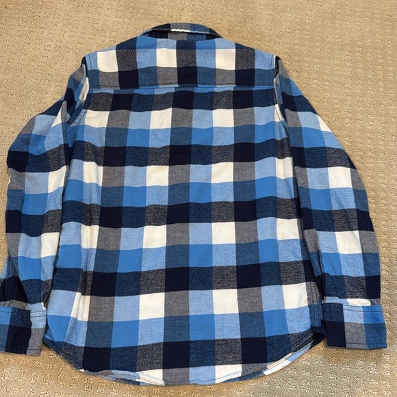 Lands End light blue, dark blue, white check button-up shirt - size medium 10-12 - Picture 5 of 5